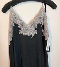 NWT Natori Chemise luxe Shangri-la Charcoal Gray tencel modal night gown XL