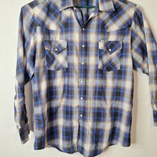 Plains mens western snap front shirt long sleeve size Large