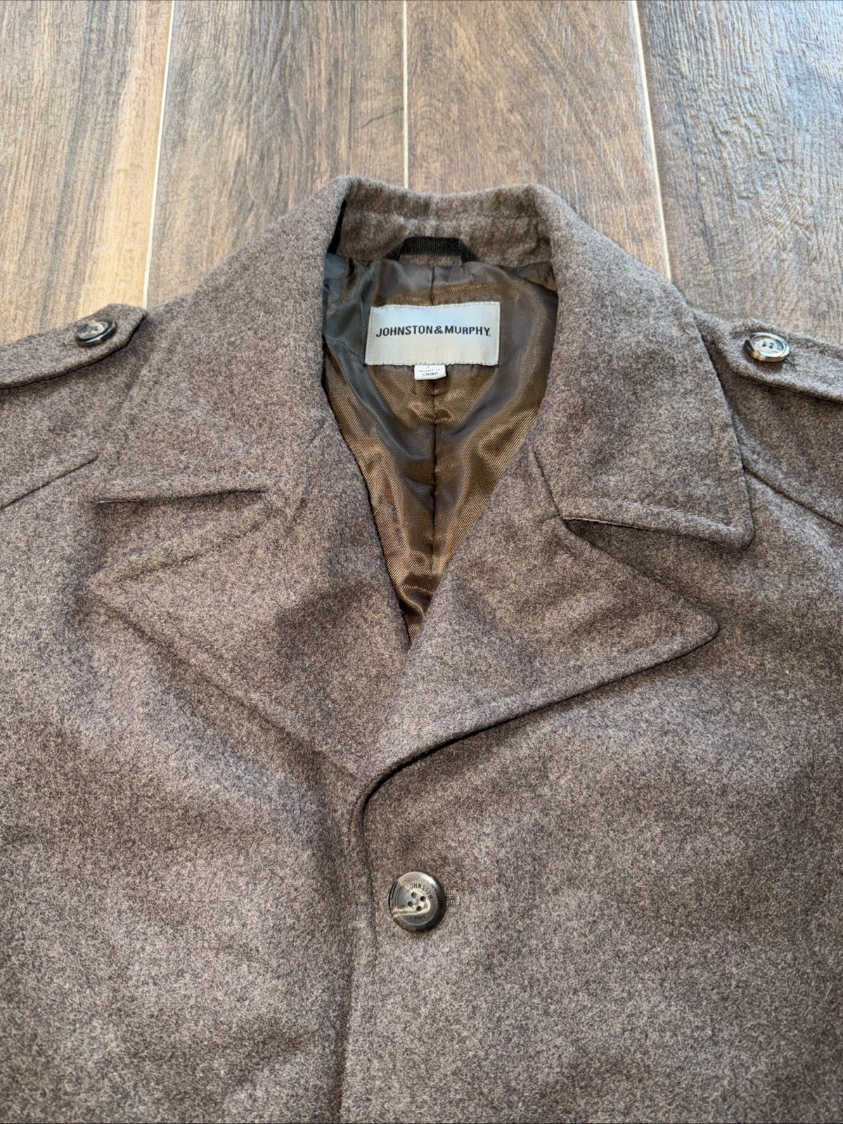Johnston & Murphy Men’s L  Wool Blend Overcoat Car Coat image 2
