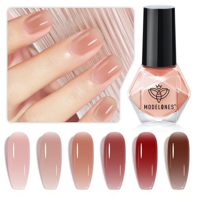 modelones Nail Polish Set 6 Colors Nude Nail Polish Jelly Set Red Pink Quick