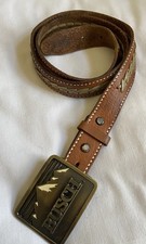 Vintage 1979 Anheuser BUSCH Indiana Metal Craft Buckle Brown Leather Mens Belt