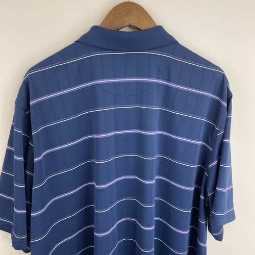 George Polo Shirt Mens 3XL Blue & Purple Striped Short Sleeve Moisture Wicking - Picture 8 of 11