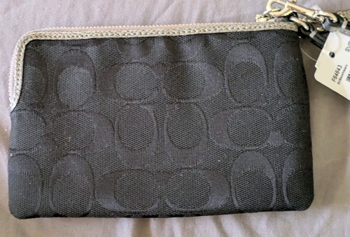 New Authentic Coach F64643 SVE Corner Zip Wristlet Wallet, Black/Silver MH - Imagen 4 de 11