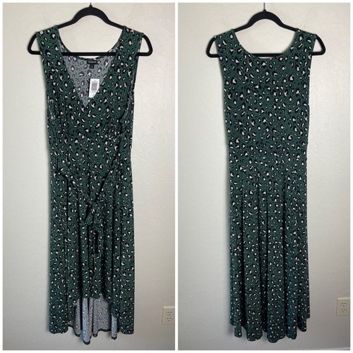 Torrid Green Leopard Midi Studio Knit Hi-Low Dress 2X NWT 12783032 - Picture 3 of 11