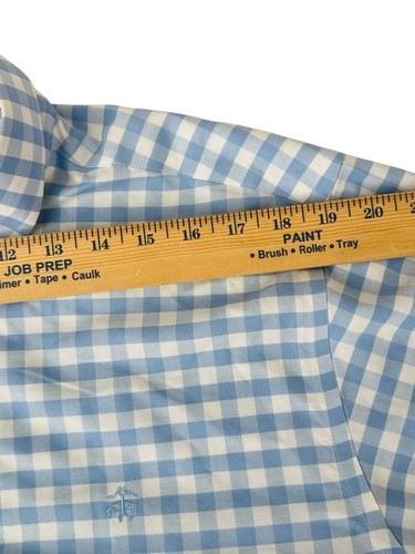 Brooks Brothers Dress Shirt Mens Size M Blue White Checks 346 No Iron Regular - Picture 6 of 13