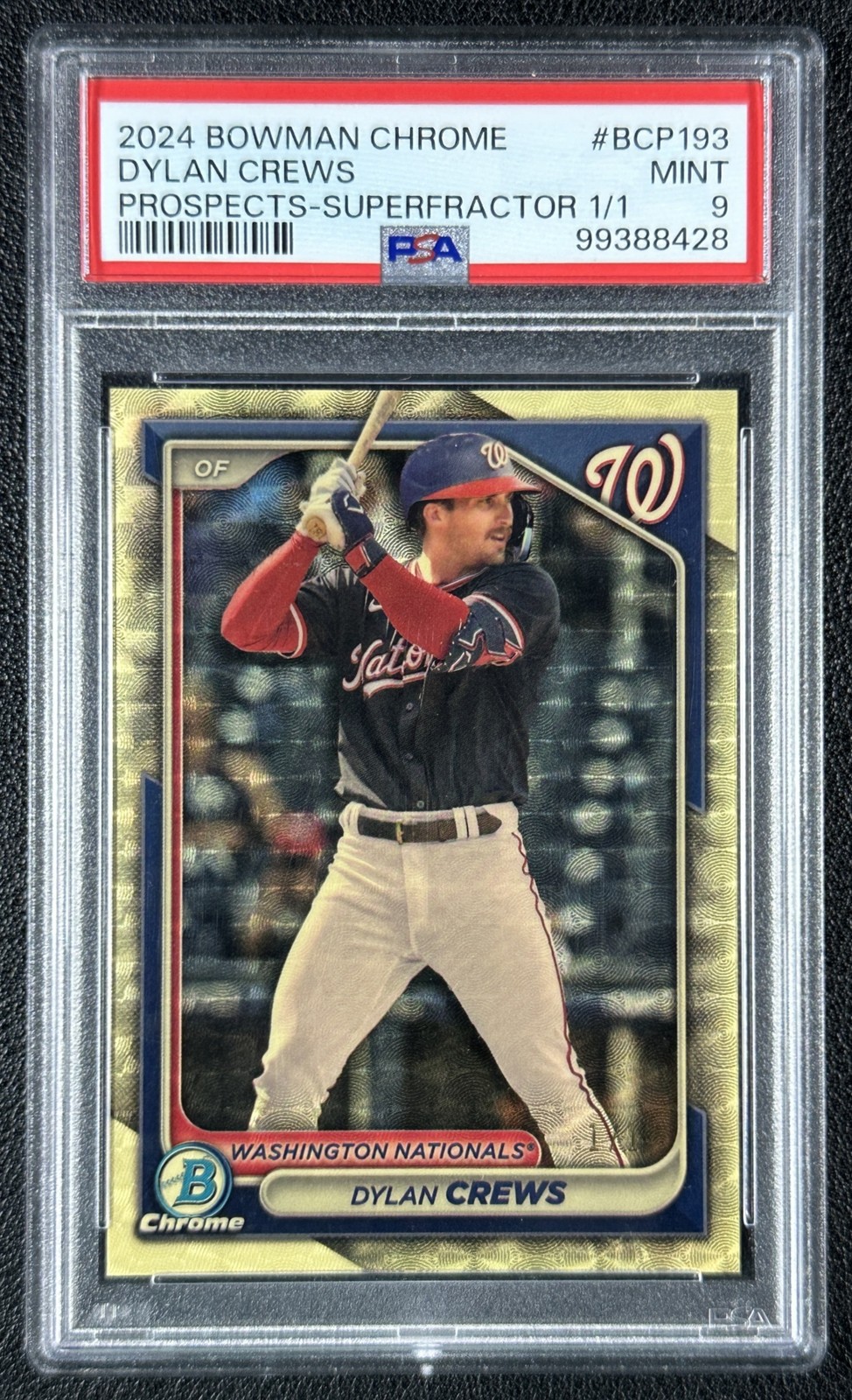 1/1 DYLAN CREWS PSA 9 2024 BOWMAN CHROME #BCP-193 PROSPECT SUPERFRACTOR 1/1 view 1