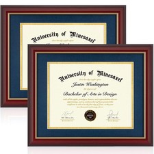 11x14 Diploma Frame with 8.5 x 11 Opening Blue Mat, Display 8.5x11 Degree Cer...