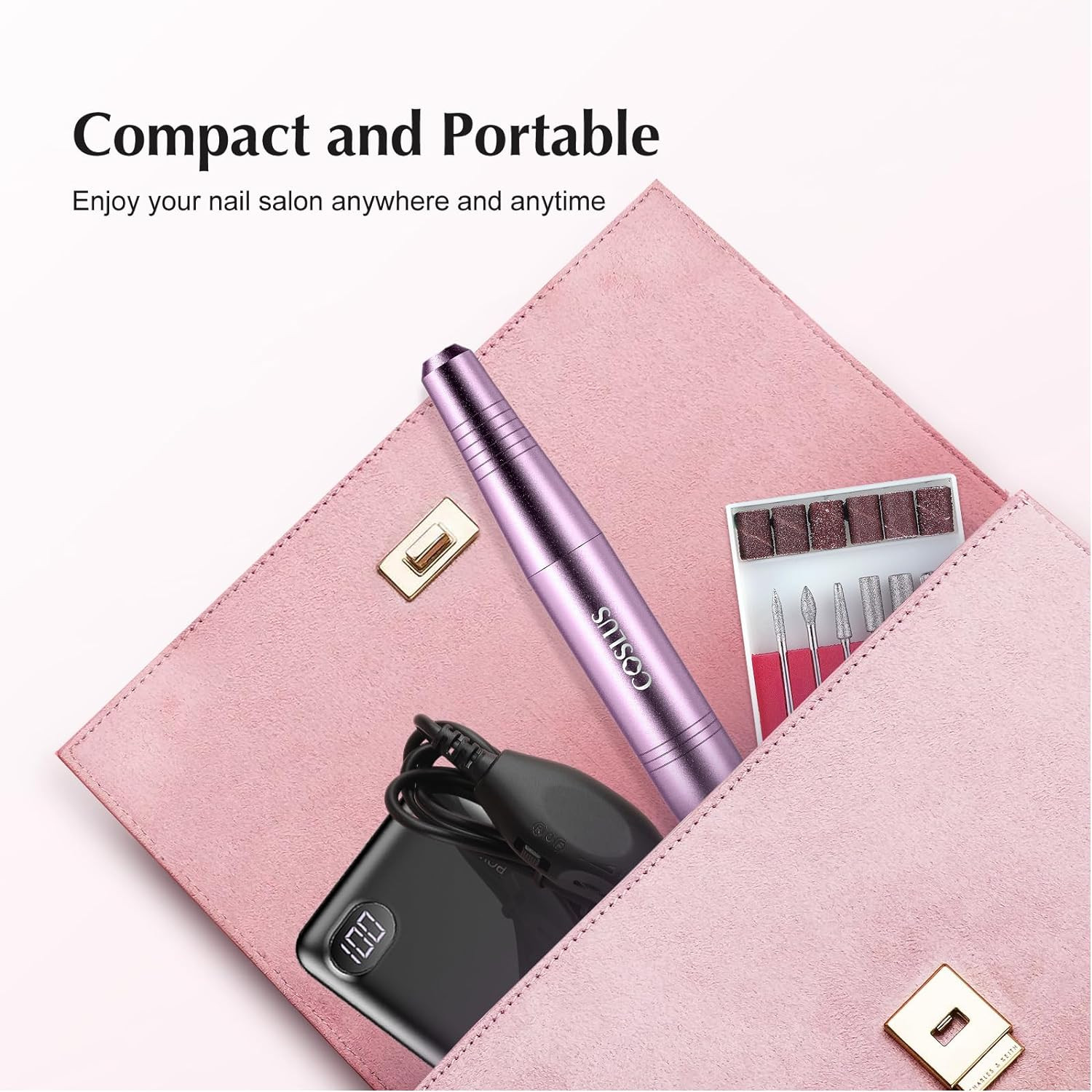 COSLUS Electric Nail Drill File Professional: for Acrylic Gel Dip Powder Nails 