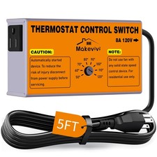 Attic Fan Thermostat-Control, Adjustable Thermostat with Overload 5FT, Orange