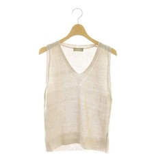 Margaret Howell Linen Vneck Knit Vest Pink Beige OS/SH Ladies Used