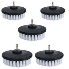 5 Piece 4 inch Drill Brush Soft Bristle White Quick Change Shaft Power Scrubber