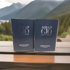 (2) MENS AQUA DE GIO PROFONDO GIORGIO ARMANI SAMPLE SPRAY 1.2 ML 0.04 FL OZ NEW