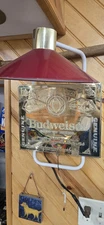 Budweiser Beer Gold Reflective Advertising Sign Red Lampshade Everbrite 17"X 12"