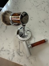 muhle traditional 3 pc shaving set, Brown horn Brush Handle