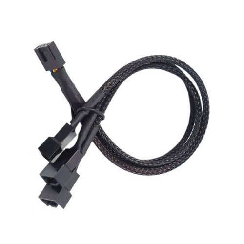 4Pin Fan Cable 1 To 1 2 3 Way Splitter Black Sleeved Extension Cable - Picture 3 of 11