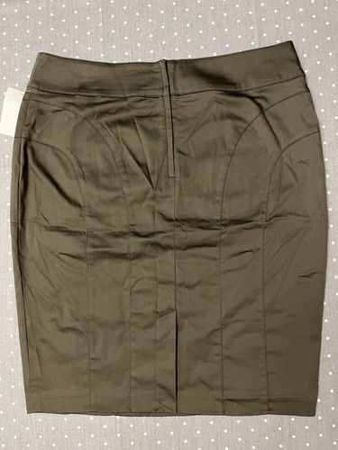 H&M KHAKI GREEN COTTON ELASTANE SEAM DETAIL PENCIL SKIRT UK 14 - W32”/ L22” NWT - Picture 24 of 24