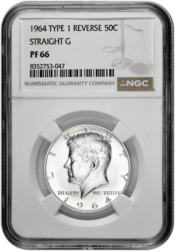 1964 Type 1 Straight G 50C Silver Proof Kennedy Half Dollar NGC Graded PF 66