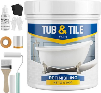 Tub and Tile Paint Refinishing Kit, 17.6oz Bathtub Refinishing Kit White with To