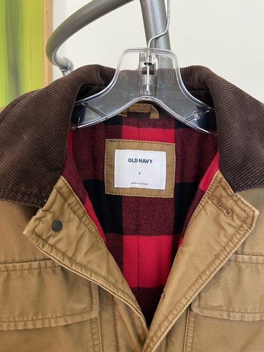 Gap Men's Khaki Jacket Size Small, Checkered Lining, 5 Pocket, Well Made - Picture 2 of 7