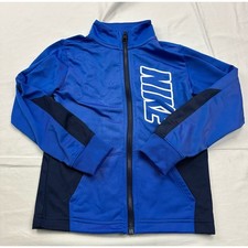 Nike Boys Track Jacket Size 5-6Y Blue Colorblock Full Zip Logo Pockets