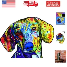 Dean Russo Dachshund Car Stickers, Outdoor Rated Vinyl Sticker Decals for Win...
