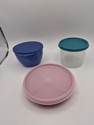 Tupperware mixed lot 3 Pc With Lids Pink Clear Blue Bundle