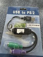 USB to Dual PS/2 Adapter for Mouse and Keyboard Black 
