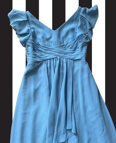 Azazie Omari Junior Sky Blue Wedding Bridesmaid Empire Waist Party Dress - Picture 5 of 10