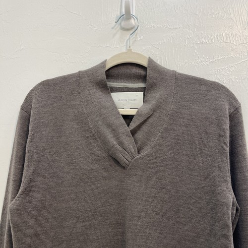 Brochu Walker Looker Layered V Neck Merino Wool Sweater Grey Size L - Picture 2 of 9