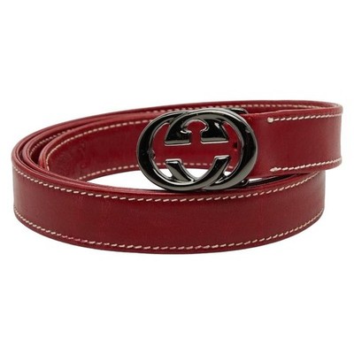 GUCCI　レディースベルト　USED GUCCI Belt Size 70 28 Red Leather Women's Vintage Used | eBay