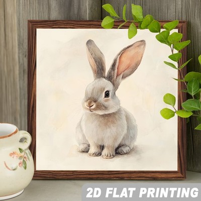 Vintage Lovely Easter Bunny Art Wooden Plaque Farmhouse Home Table Decoration