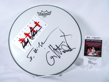 Ralf Hutter Fritz Henning Falk Band Signed KRAFTWERK 12" Drumhead PROOF JSA B