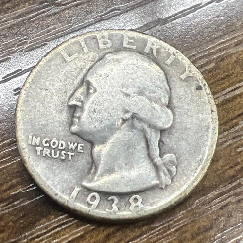 1938 25c Washington Quarter Actual Coin .  Nice Coin Good For A Collector Book