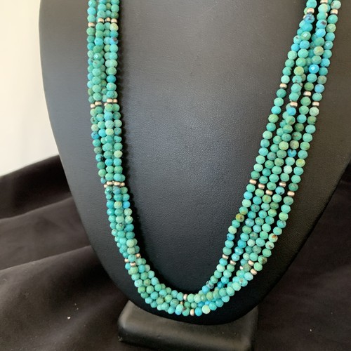 Navajo Sterlingsilber Heishi blau türkis Perlenkette 22"" Anhänger 10921 - Bild 4 von 12