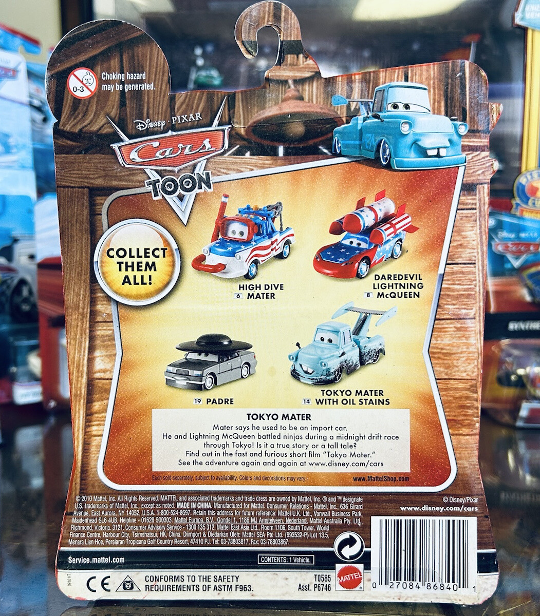 Mattel Disney Pixar Cars Toon Series 1:55 Deluxe Tokyo Mater with Oil Stains New - Picture 2 of 6