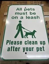 Please Pick Up After Your Pet No Dog Poop Aluminum Sign 12  x18  Pet On Leash