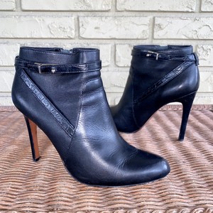 $275 coach para mujer 7.5 B Negro Cuero Cremallera Botines Tobillo Botas  Tacones Osa Con Cinturón | eBay