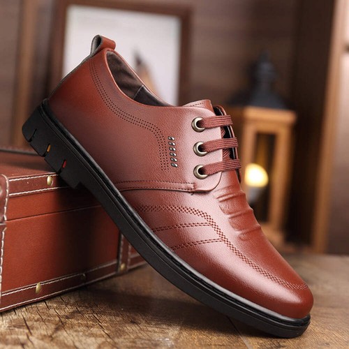 Men's Business Shoes Breathable Non Slip Wear Resistant Office Round Toe Faux Le - Picture 17 of 18