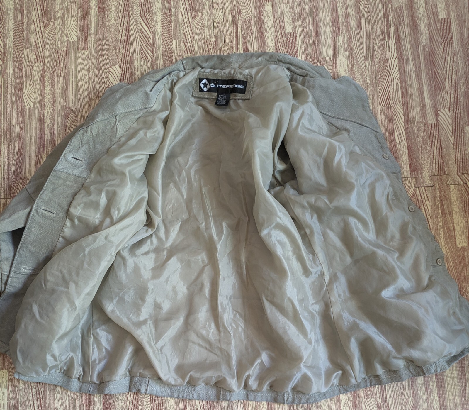 VTG Patchwork Suede Button Front Jacket Tan Butto… - image 10