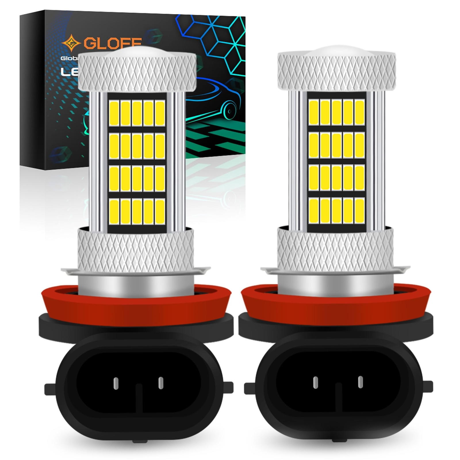 H8/H9/H11 Fog Light or DRL Bulbs Super Bright 6000K White 92Pcs 4014 SMD 300%