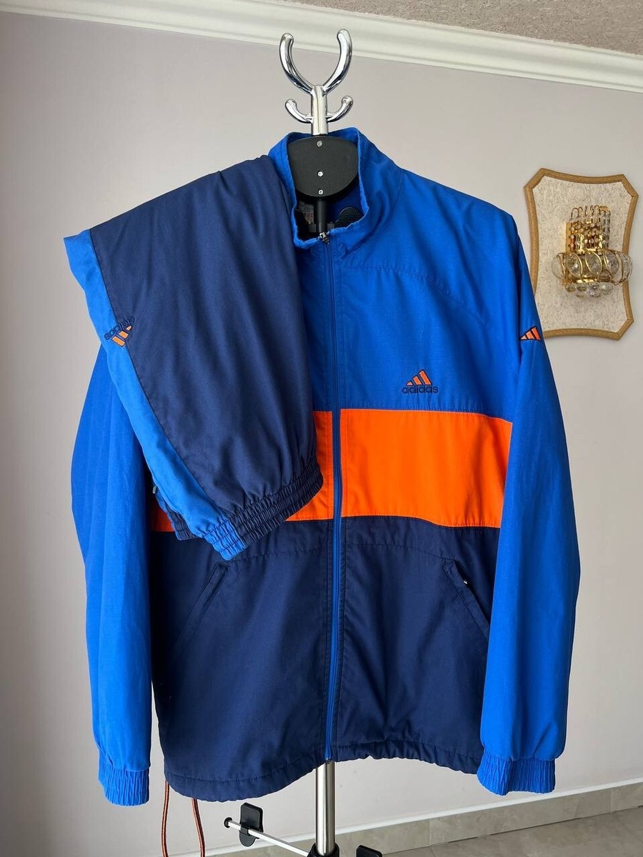 ADIDAS EQUIPMENT BIG LOGO 90s BLUE ORANGE TRACK SUIT VINTAGE