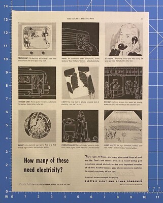 Vintage Print Ad Electric Light and Power Companies Radio TV X-Ray 13.5'' x 10.5''