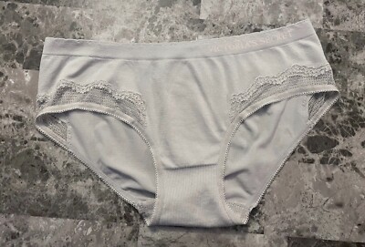 NWT VICTORIA'S SECRET SMALL GRAY LACE SEAMLESS RARE HIPHUGGER PANTIES SNAG