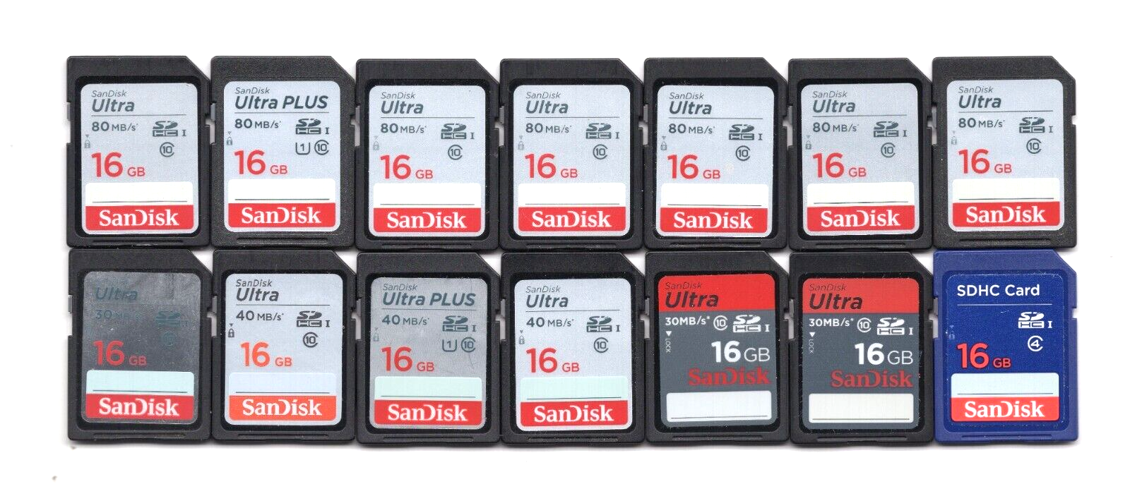 Lot Of 14x SanDisk 16GB SDHC Camera Memory Cards