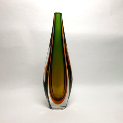Sommerso Vase, Flavio Poli, Murano um 1954. Etikett.