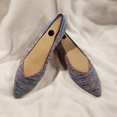 Rothy's Womens Size 10.5 Turquoise Melange Points Textile Flats Shoes - Read