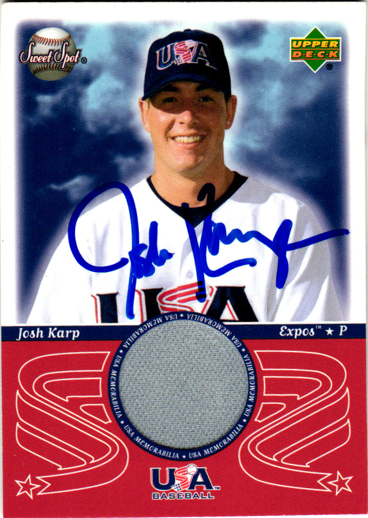 Signed 2002 Upper Deck Sweet Spot USA Memorabilia USA-JK Josh Karp