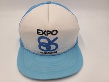 Vintage Expo 86 Vancouver Mesh Trucker Snapback Hat Cap World Exposition Blue