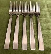 Set of 5 CAMBRIDGE Silver MIRAGE Satin Stainless Steel 7 5/8" DINNER FORKS