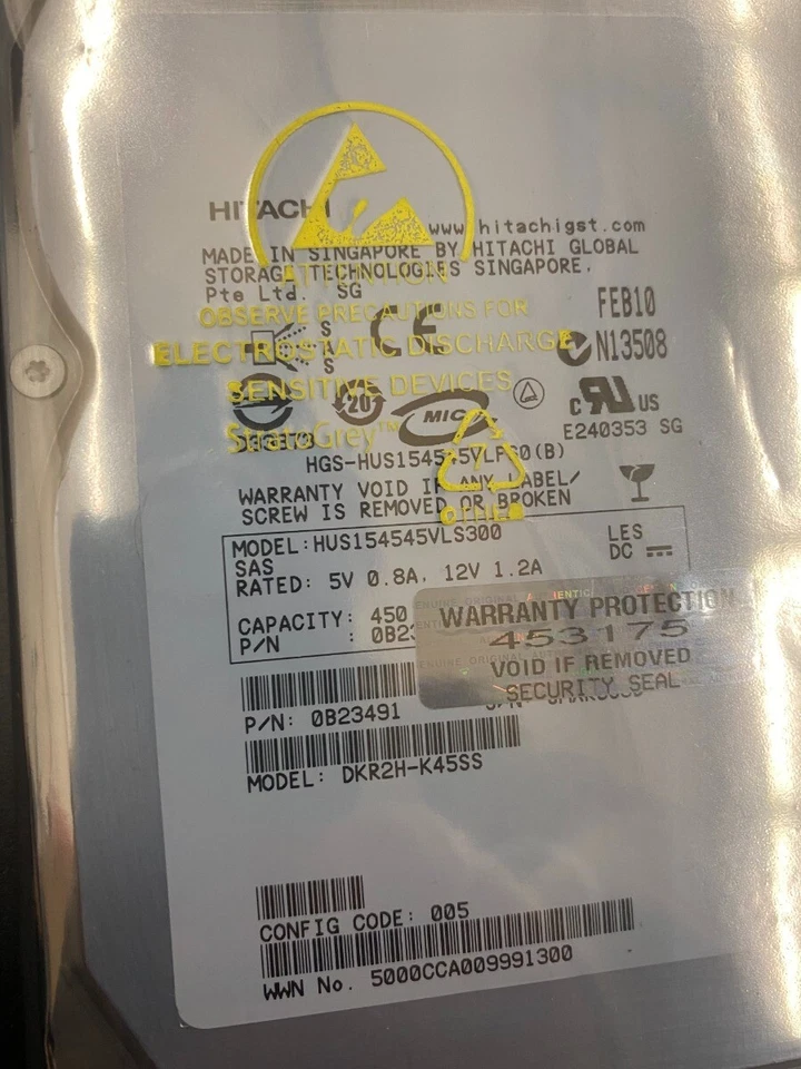Hitachi UltraStar 450GB SAS 15000RPM 16MB Cache 3.5" HUS1545VLS300 DKR2H-K45SS - Image 2 of 2